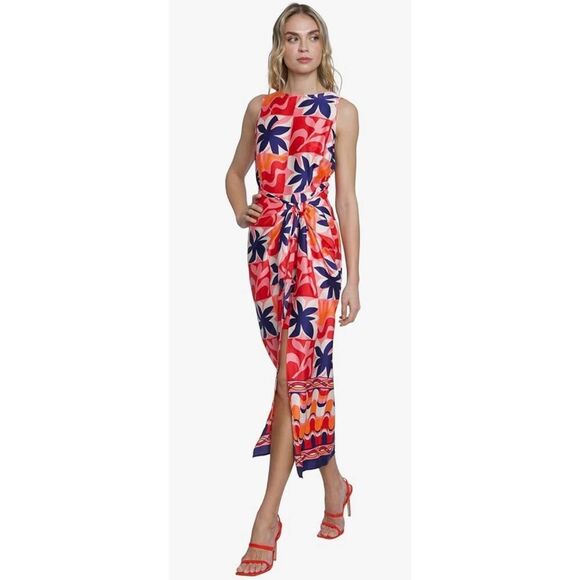 Donna Morgan Floral Midi Wrap Women-Versatile Summer, Beach, and Vacation Dress - Picture 1 of 9